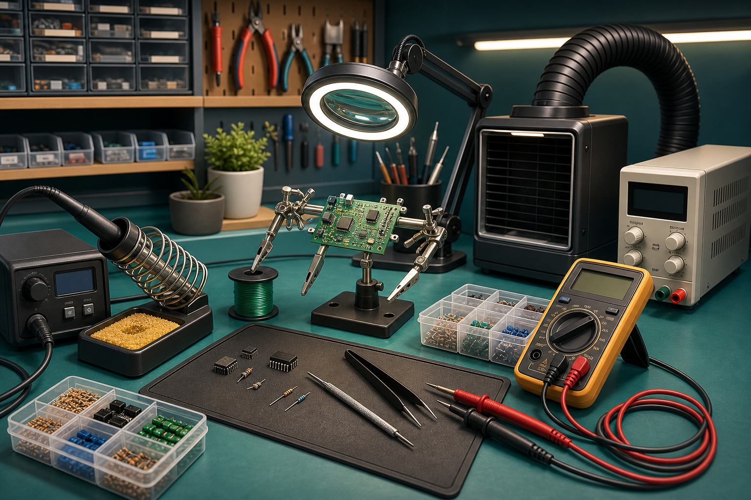Professional illustration for Electronics Benches and Soldering Labs